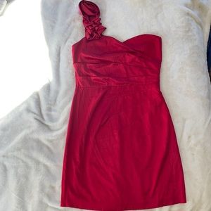 COPY - Red Rose One Shoulder Semi Formal Cocktail Dress